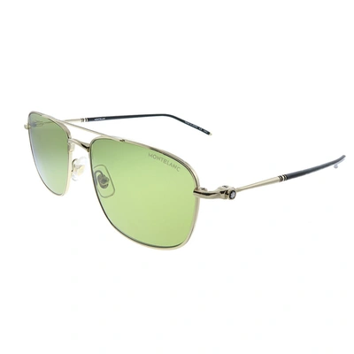 Mont Blanc Montblanc  Mb 0127s 003 Unisex Square Sunglasses In Green