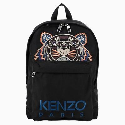 Kenzo Black Backpack With Tiger Embroidery