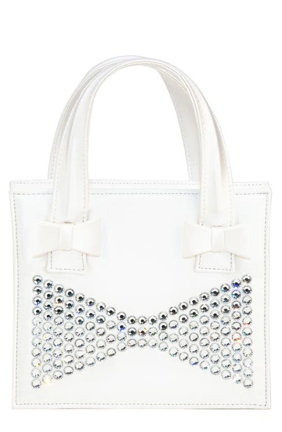 Mach & Mach Elsa Crystal Studded Satin Handbag In White