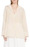 Vince Coastal Stripe Long Sleeve Shirt In Coastal Optic White