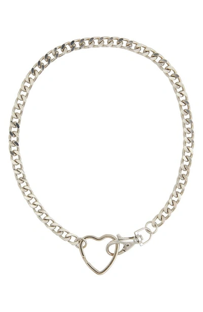 Petit Moments Jena Heart Pendant Curb Chain Necklace In Silver