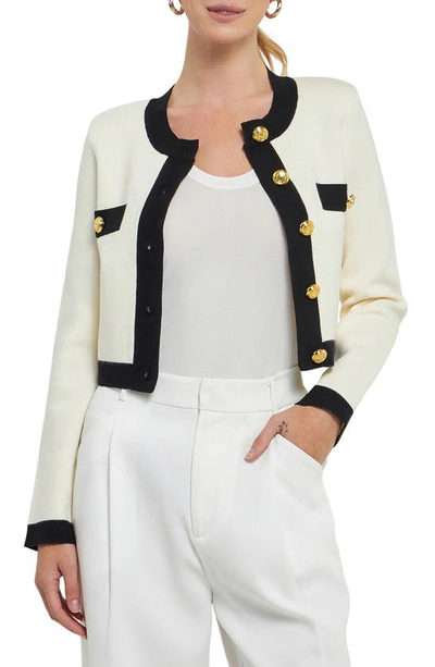 Endless Rose Contrast Edge Cardigan In Cream/black