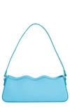 Mach & Mach Wave Leather Baguette Bag In Azure Blue