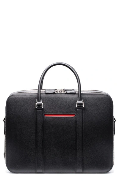 Maverick & Co. Manhattan Double-zip Leather Briefcase In Black