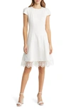 Donna Ricco Tulip Sleeve Fit And Flare Dress In White