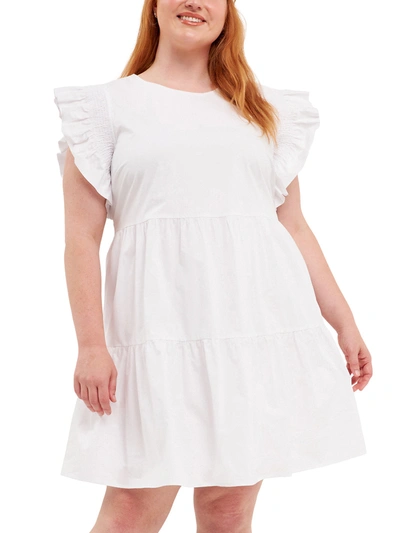 English Factory Ruffled Babydoll Mini Dress In White
