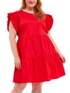English Factory Ruffled Babydoll Mini Dress In Red