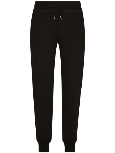 Dolce & Gabbana Logo-plaque Cotton-jersey Track Pants In Black  