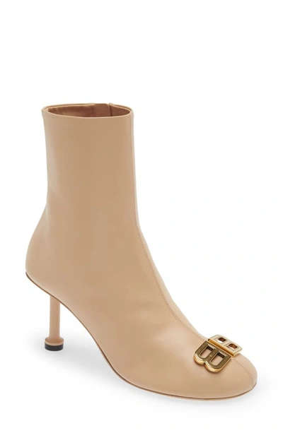 Balenciaga Groupie 80mm Ankle Boots In Seashell & Gold
