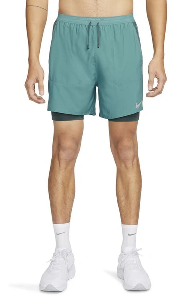 Nike Men's Stride Dri-fit 5" Hybrid Running Shorts In Mineral Teal/ Faded Spruce