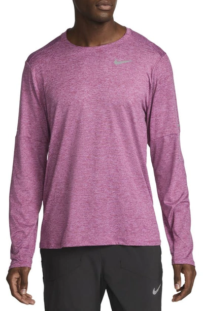 Nike Element Dri-fit Long Sleeve Running T-shirt In Red