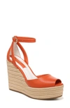 Franco Sarto Paige Espadrille Wedge Sandals Women's Shoes In Orange Leather