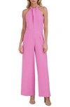 Julia Jordan Twist-front Halter Jumpsuit In Pink Orchid