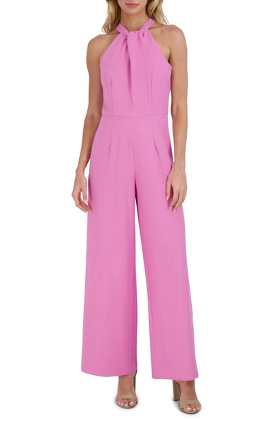 Julia Jordan Twist-front Halter Jumpsuit In Light Mauve