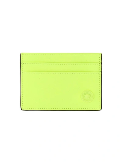 Versace Bifold Leather Wallet In Yellow