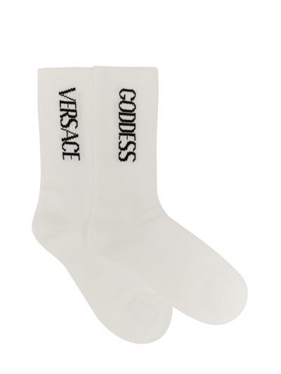 Versace Socks With Logo In Black