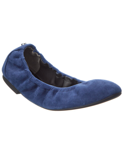 Stuart Weitzman Gabby Scrunch Rivet Suede Flat In Blue