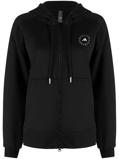 Adidas By Stella Mccartney Logo-print Zip-up Hoodie In Black