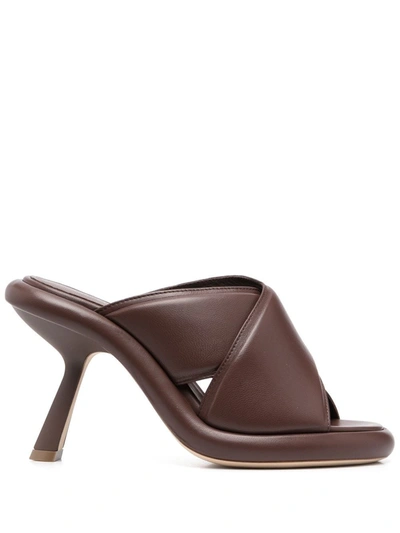 Vic Matie 105mm Leather Crossover-detail Mules In Brown