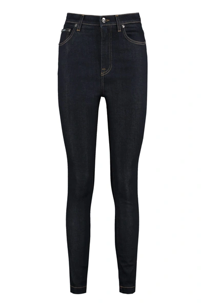 Dolce & Gabbana Grace Stretch Denim Trousers In Blue