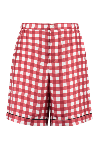 Prada Printed Silk Shorts In Red