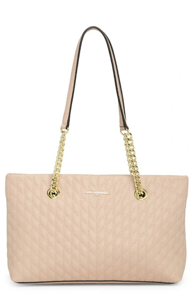 Karl Lagerfeld Karolina Leather Tote In Shell