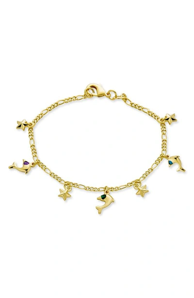 Bling Jewelry Stars & Dolphin Bracelet In Gold