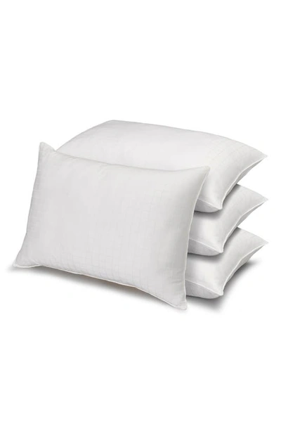 Ella Jayne Home Set Of 4 White Windowpane 100% Cotton Dobby Gel Filled Side/back Sleeper Pillows