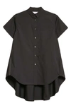 Sacai Extended Hem Poplin Shirt In Black