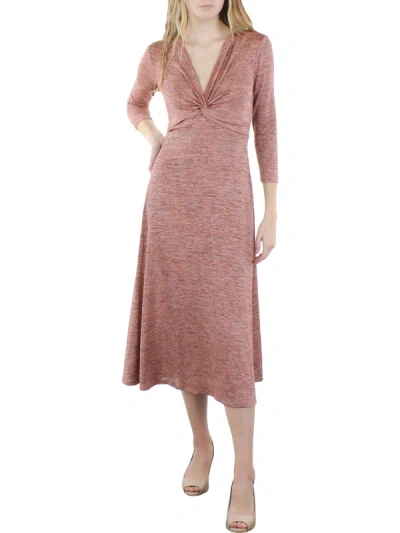 Anne Klein Womens Twist Front Maxi Maxi Dress In Pink