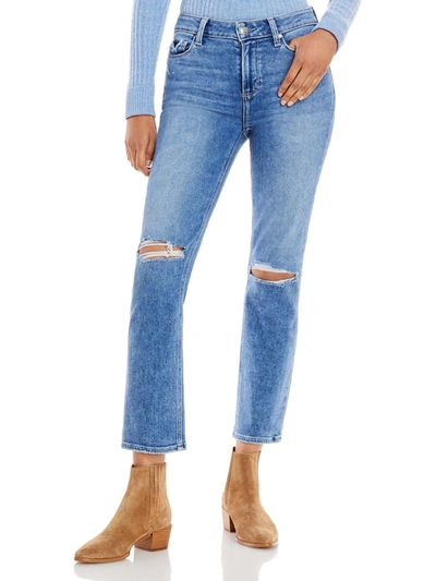 Paige Amber Womens Mid-rise Destroyed Ankle Jeans In Blue