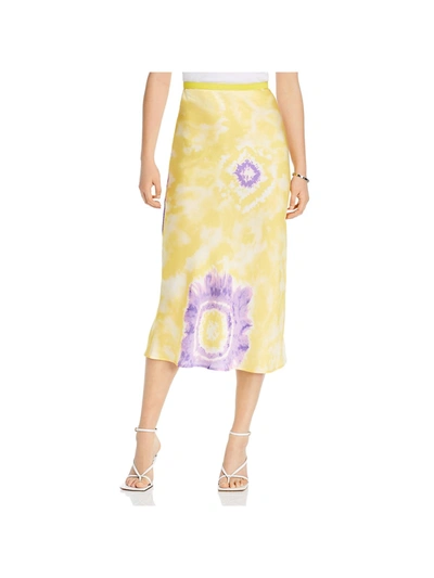 Lini Melanie Womens Two Tone Printed Midi Skirt In Yellow