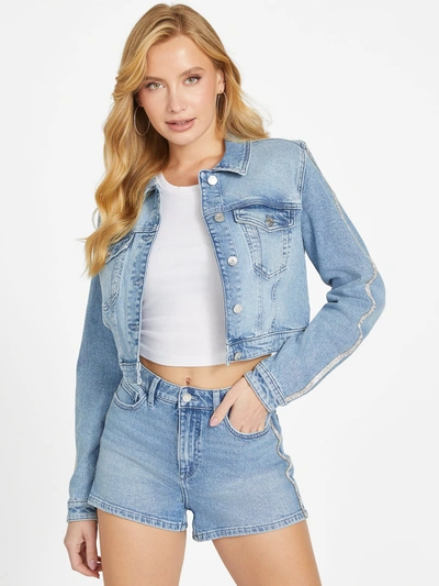 Guess cropped denim jacket best sale