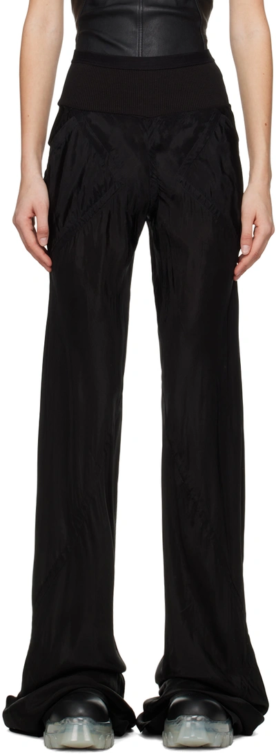 Rick Owens Knit-paneled Crepe Flared Pants In Black