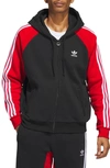 Adidas Originals Sst Fleece Full Zip Hoodie In Black/ Shadow Red