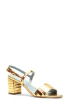 Frances Valentine Bettina Disco Block Heel Sandal In Platino