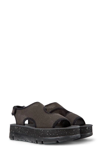 Camper Oruga Up Platform Sandal In Dark Grey