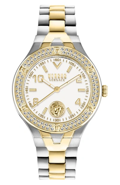 Versus Versace Vittoria Crystal Bracelet Watch, 38mm In Two Tone Gold