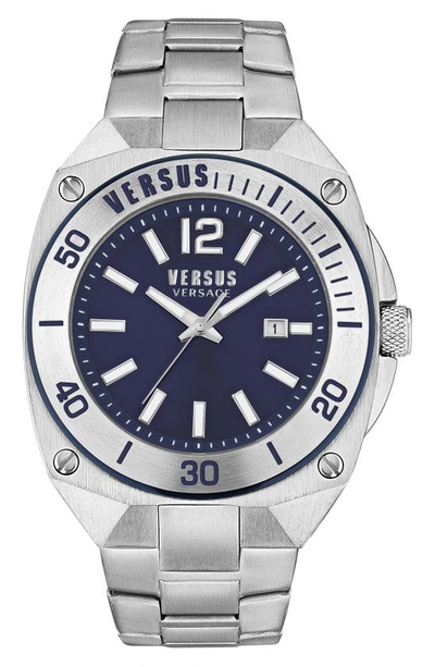 Versus Versace  Reaction Bracelet Watch, 48mm In Silver/blue