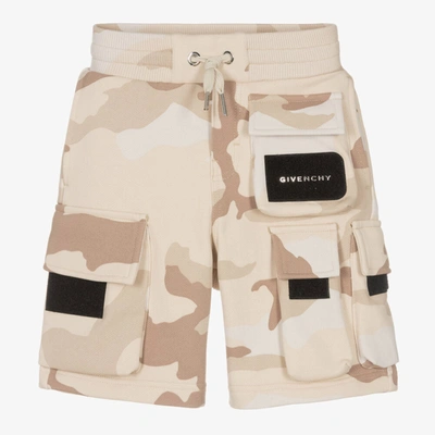 Givenchy Boys Beige Camouflage Shorts