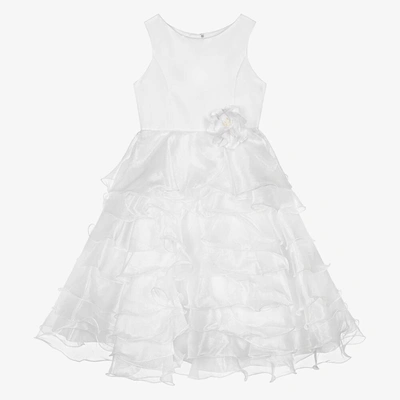 Sarah Louise Kids' Girls White Ruffle Dress
