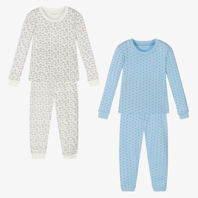 Childrensalon Essentials Kids' Girls Blue & Ivory Organic Pyjamas (2 Pack)