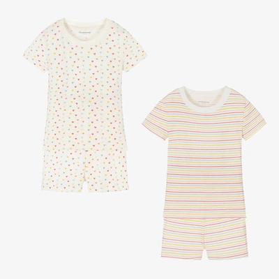 Childrensalon Essentials Kids' Girls Ivory Organic Cotton Pyjamas (2 Pack)