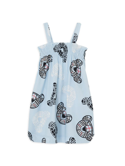 Burberry Teen Girls Blue Thomas Bear Dress In Pale Blue