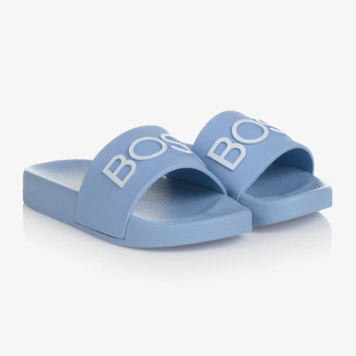 Hugo Boss Kids' Boys Blue Logo Sliders