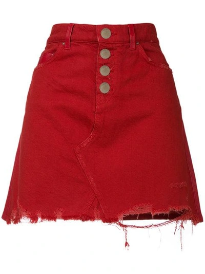 Amiri Distressed Denim Skirt - Red