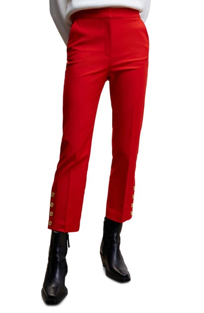 Mango Straight-cut Crop Trousers Red