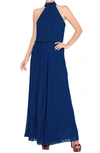 Meghan La Wild Orchid Pleat Jumpsuit In Navy