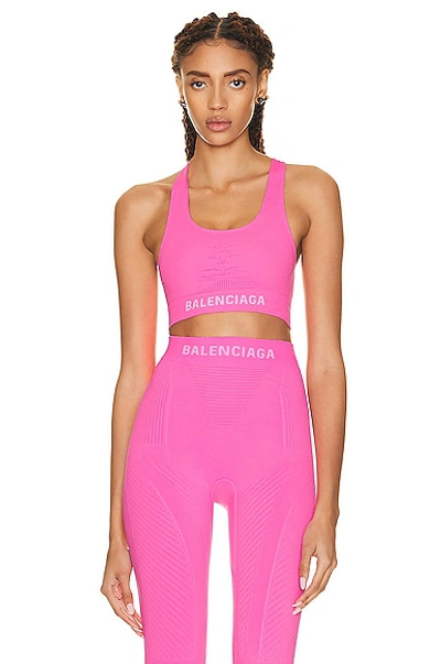 Balenciaga Logo Waistband Sport Top In Pink & Purple