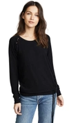 Chaser Lace Up Raglan Pullover In True Black